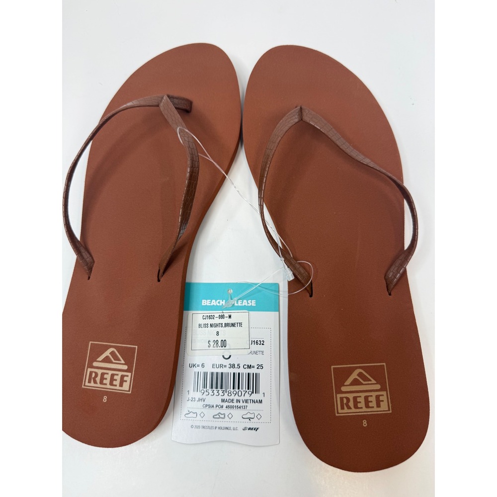 Reef Bliss Nights Brunette slim Sandals Flip Flops Size 8 Women